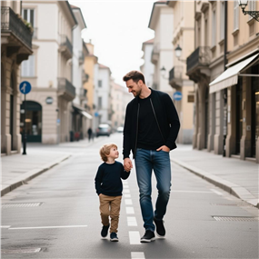 欧美街头时尚父子街拍写真图片